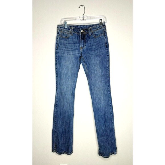J. Galt Shanghai Jeans 29x29 Sz S Stretch Split Hem Blue Denim Flare Slim MidRis - Picture 1 of 7